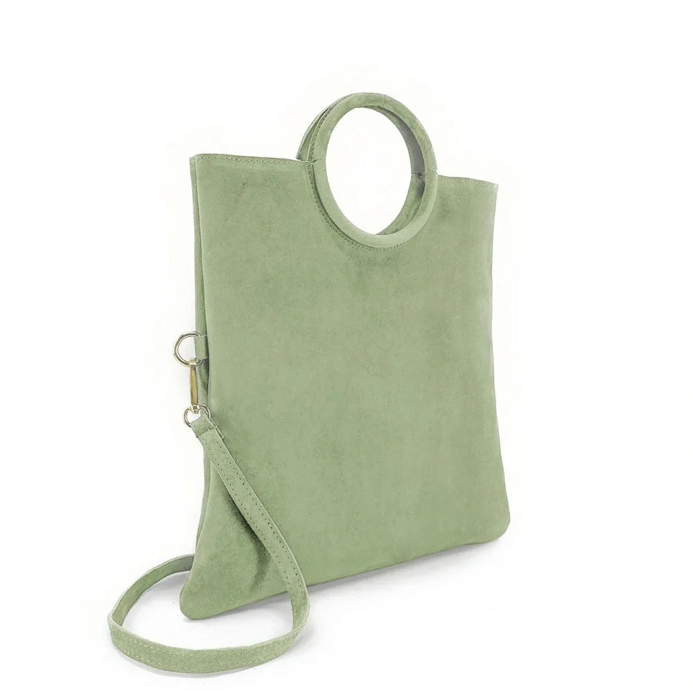 Sac à main en croûte de cuir CHARLOTTE Vert pastel