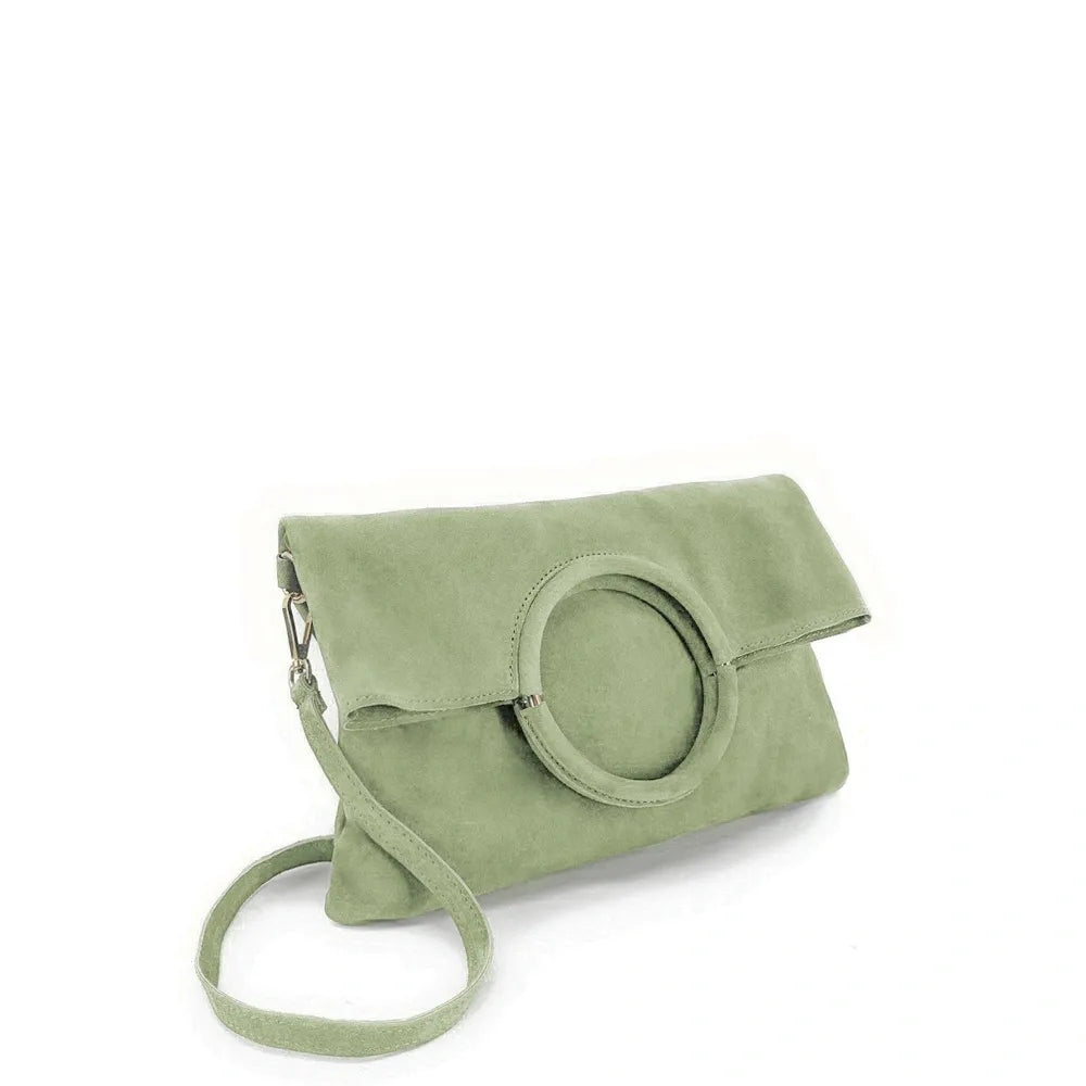 Sac à main en croûte de cuir CHARLOTTE Vert pastel