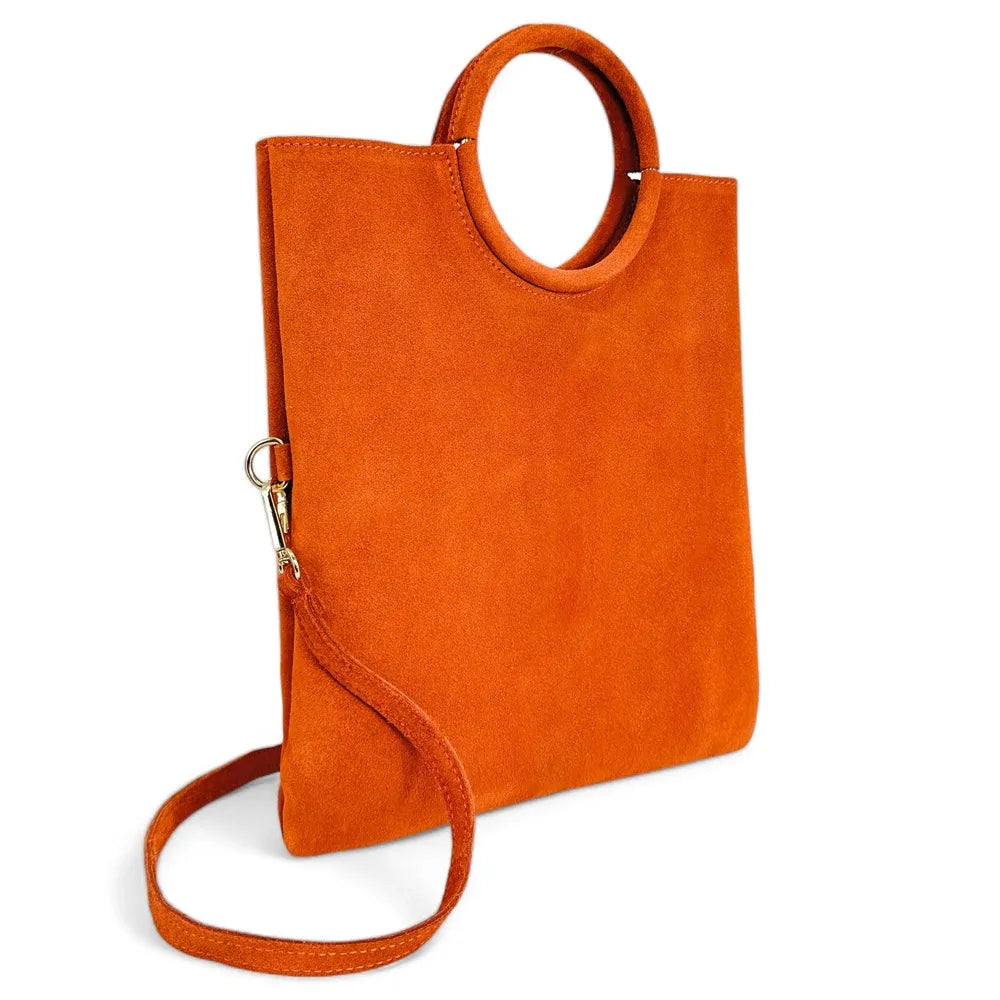 Sac à main en croûte de cuir CHARLOTTE Mandarine