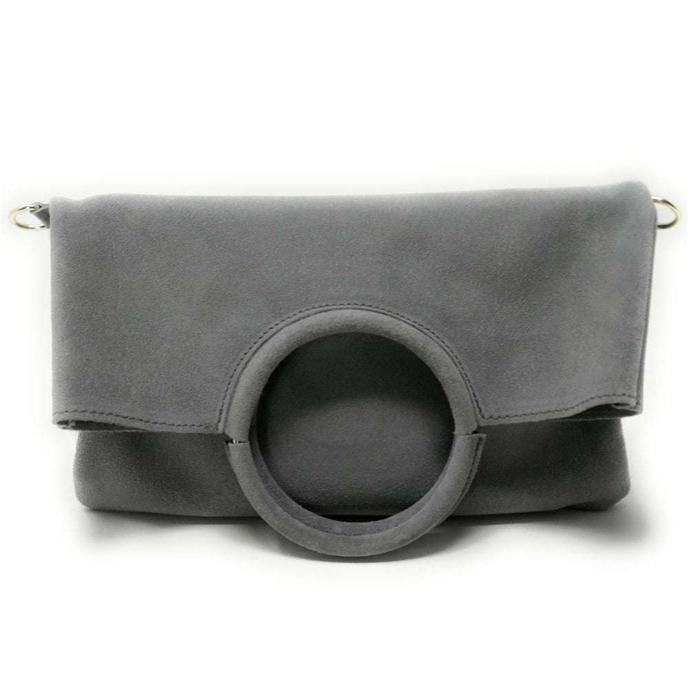 Sac à main en croûte de cuir CHARLOTTE Gris clair