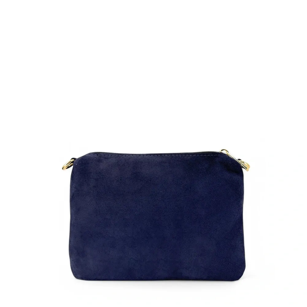 Sac à main en croûte de cuir CHARLOTTE Bleu marine