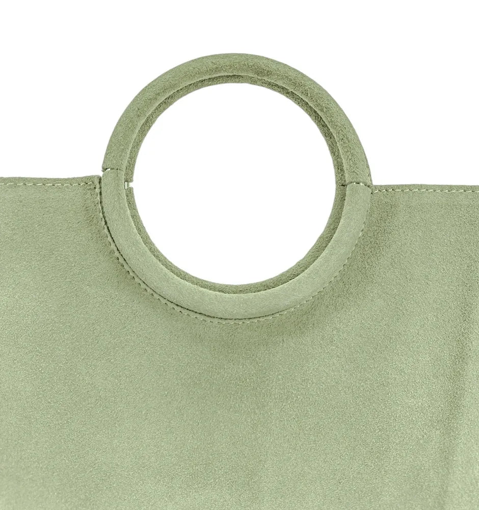 Sac à main en croûte de cuir CHARLOTTE Vert pastel