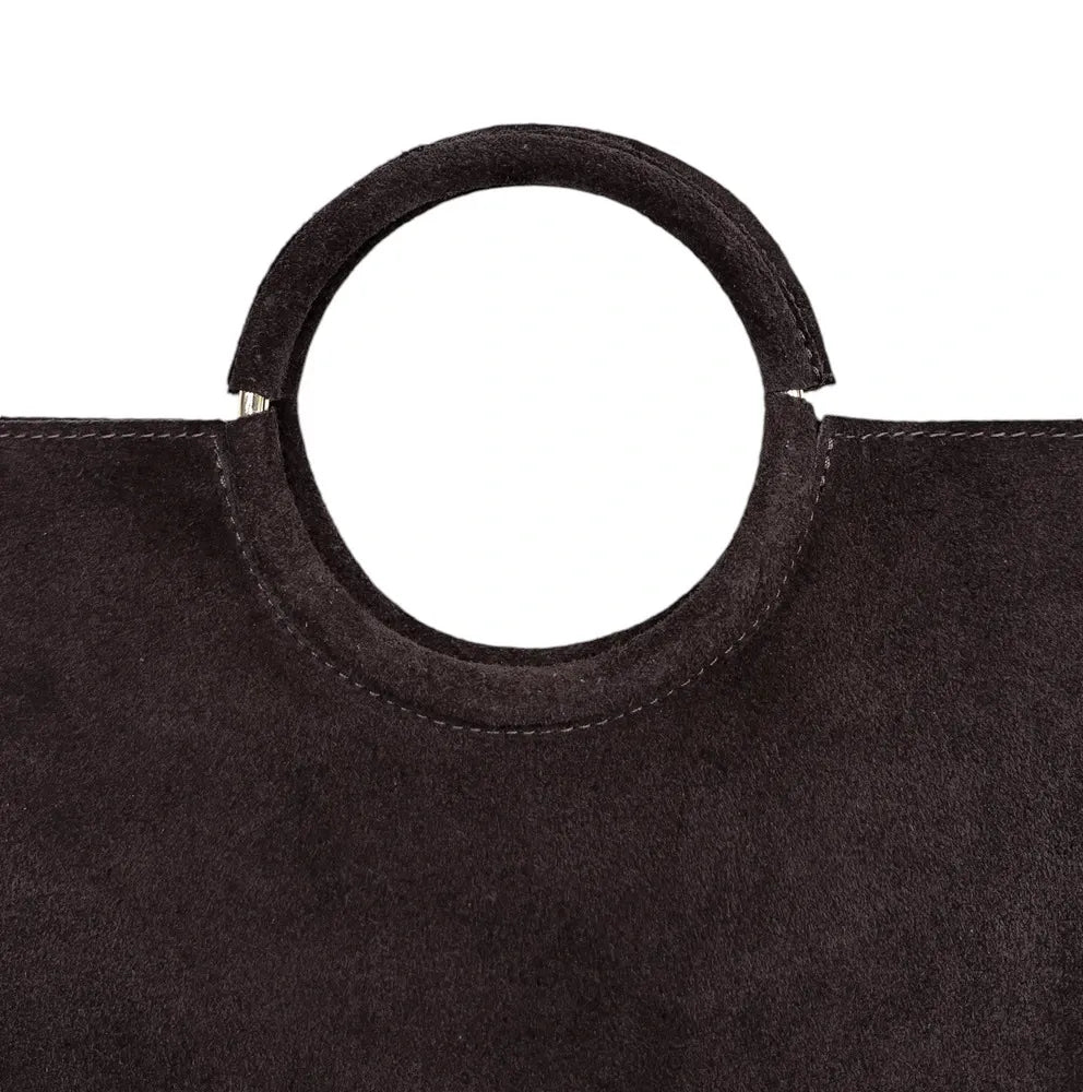 Sac à main en croûte de cuir CHARLOTTE Chocolat