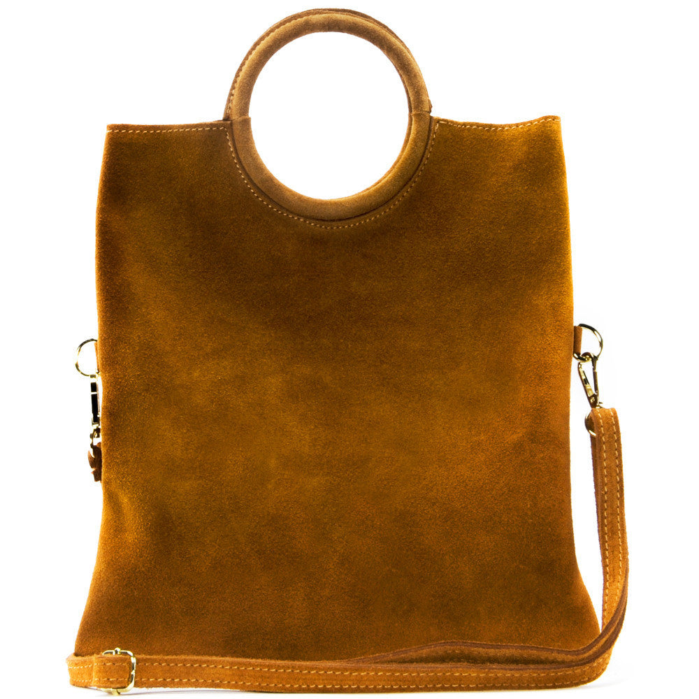 Sac à main en croûte de cuir CHARLOTTE Cognac foncé