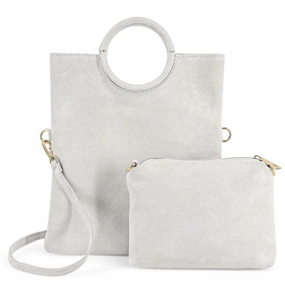 Sac à main en croûte de cuir CHARLOTTE Off-white