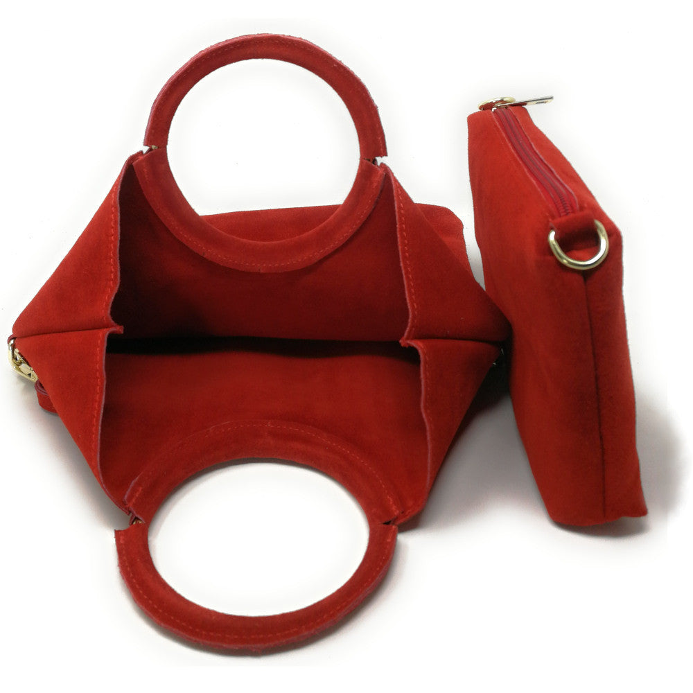 Sac à main en croûte de cuir CHARLOTTE Rouge garance