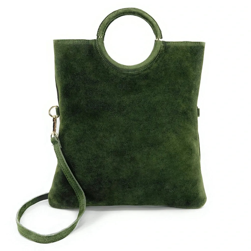 Sac à main en croûte de cuir CHARLOTTE Vert forêt