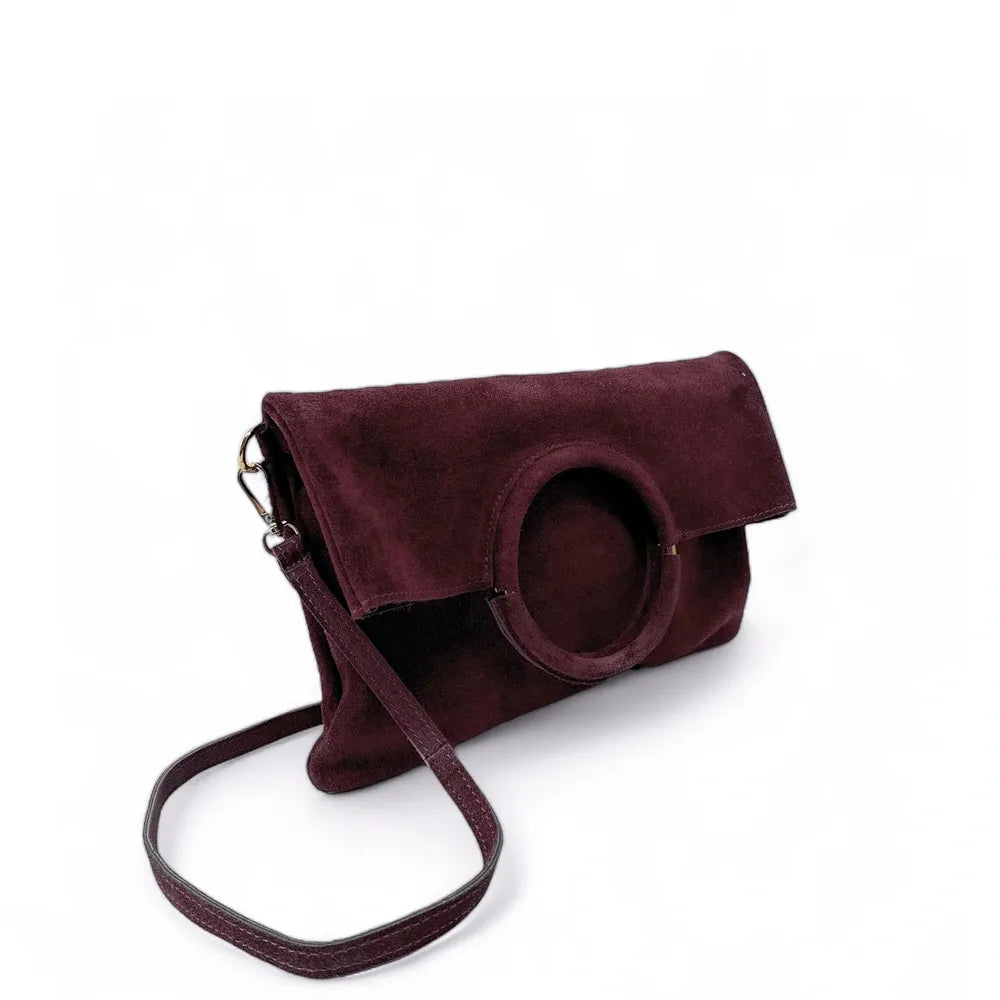 Sac à main en croûte de cuir CHARLOTTE Rouge bordeaux