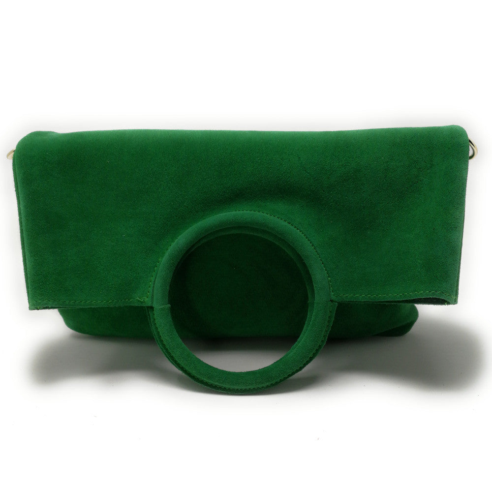 Sac à main en croûte de cuir CHARLOTTE Vert anglais