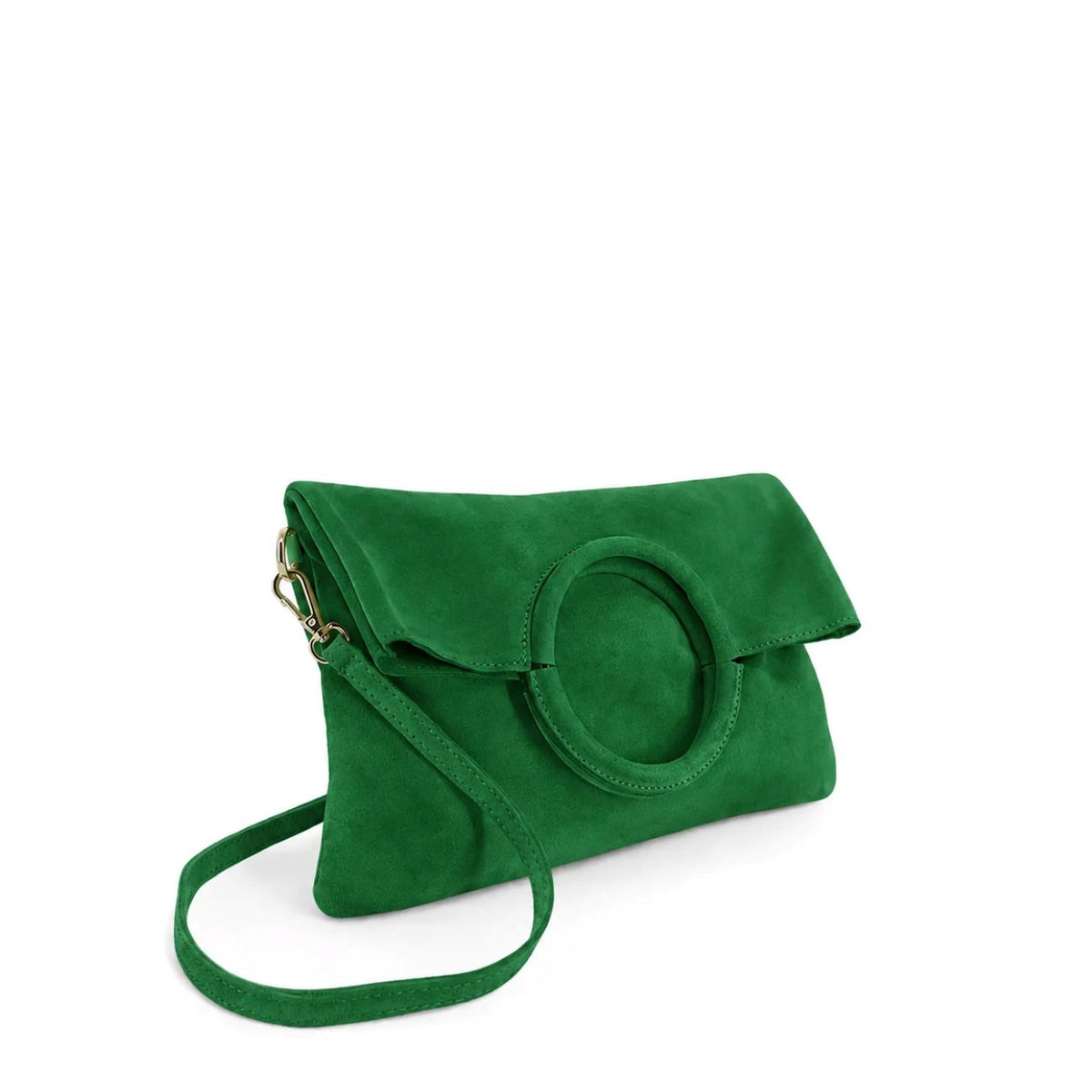 CHARLOTTE English green suede handbag