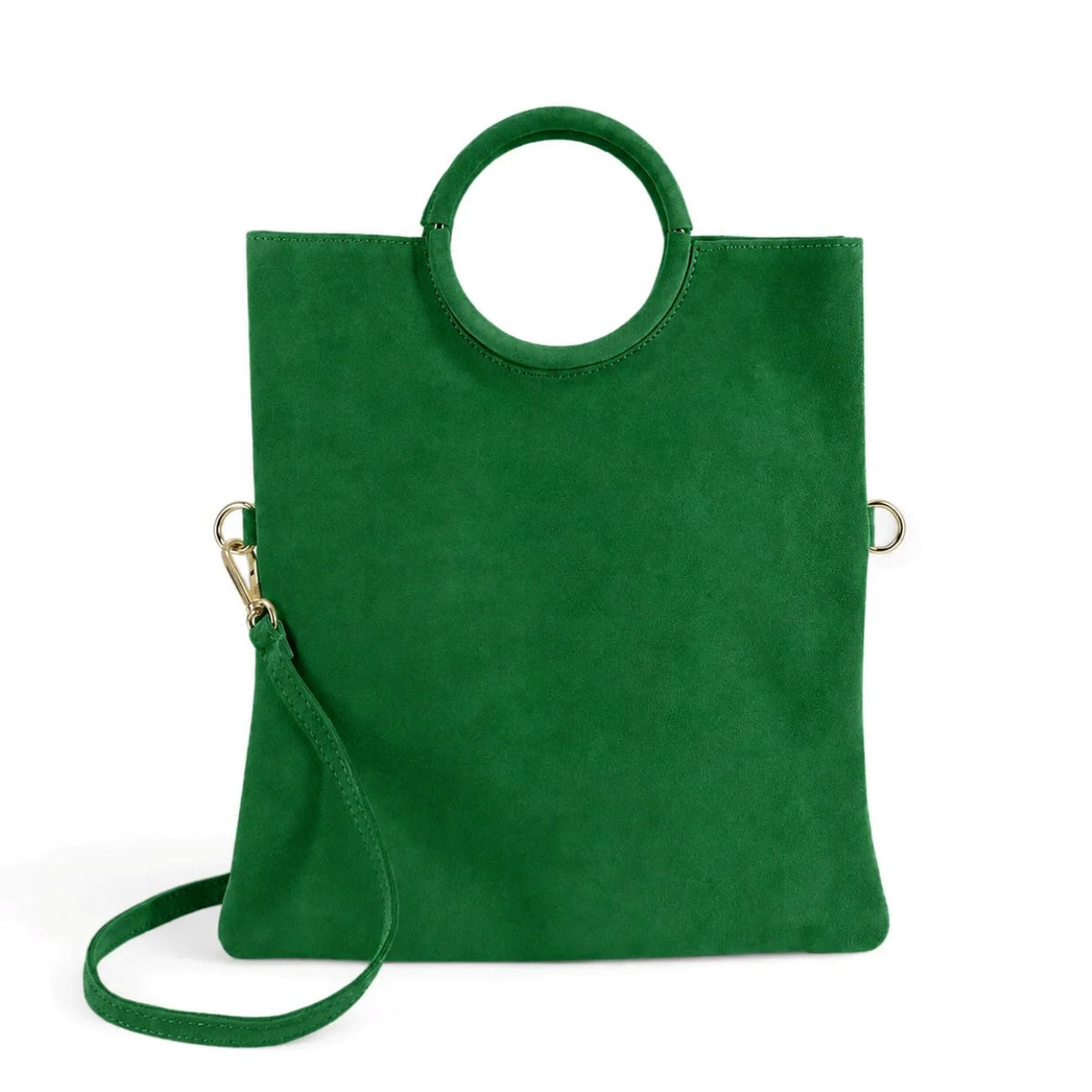 CHARLOTTE English green suede handbag