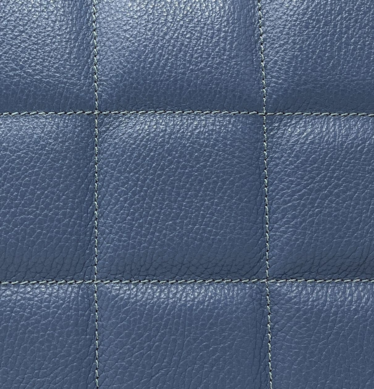 Sac à main tote book en cuir grainé matelassé RIVE GAUCHE Bleu glacier