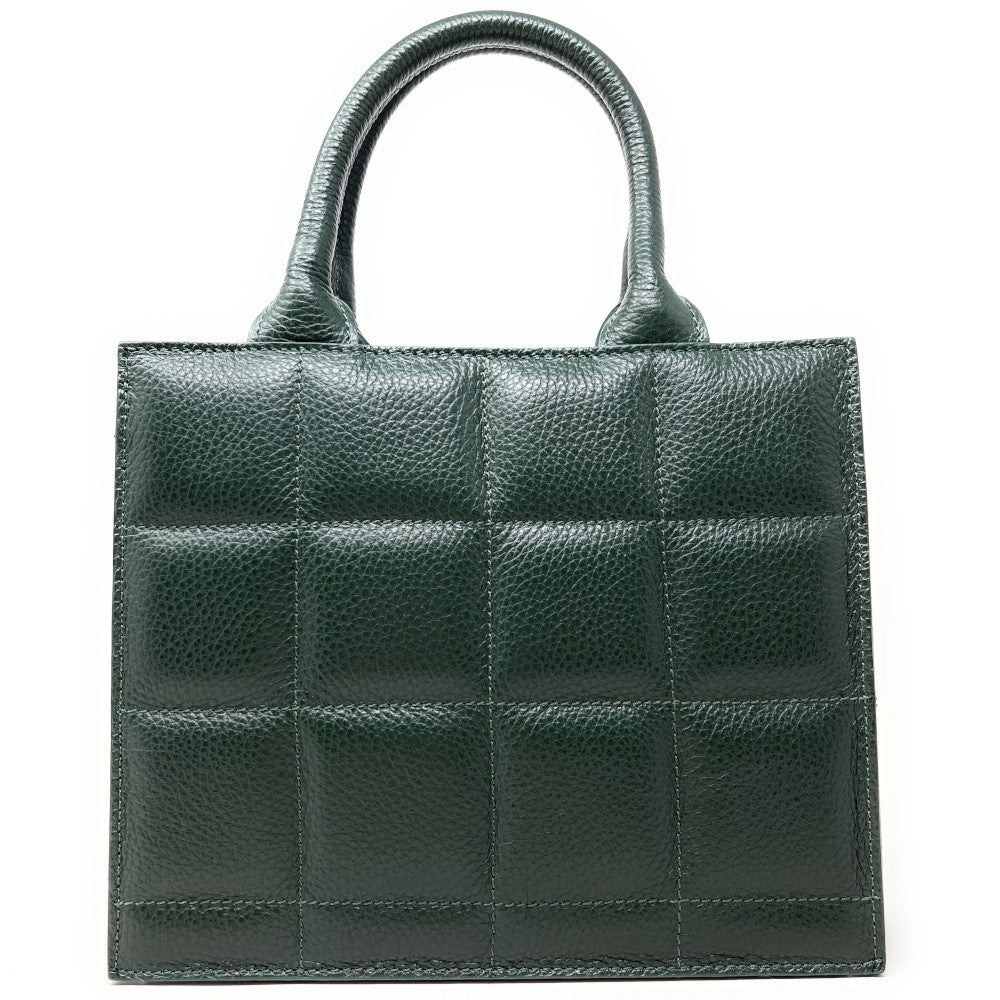 Sac à main tote book en cuir grainé matelassé RIVE GAUCHE Vert forêt