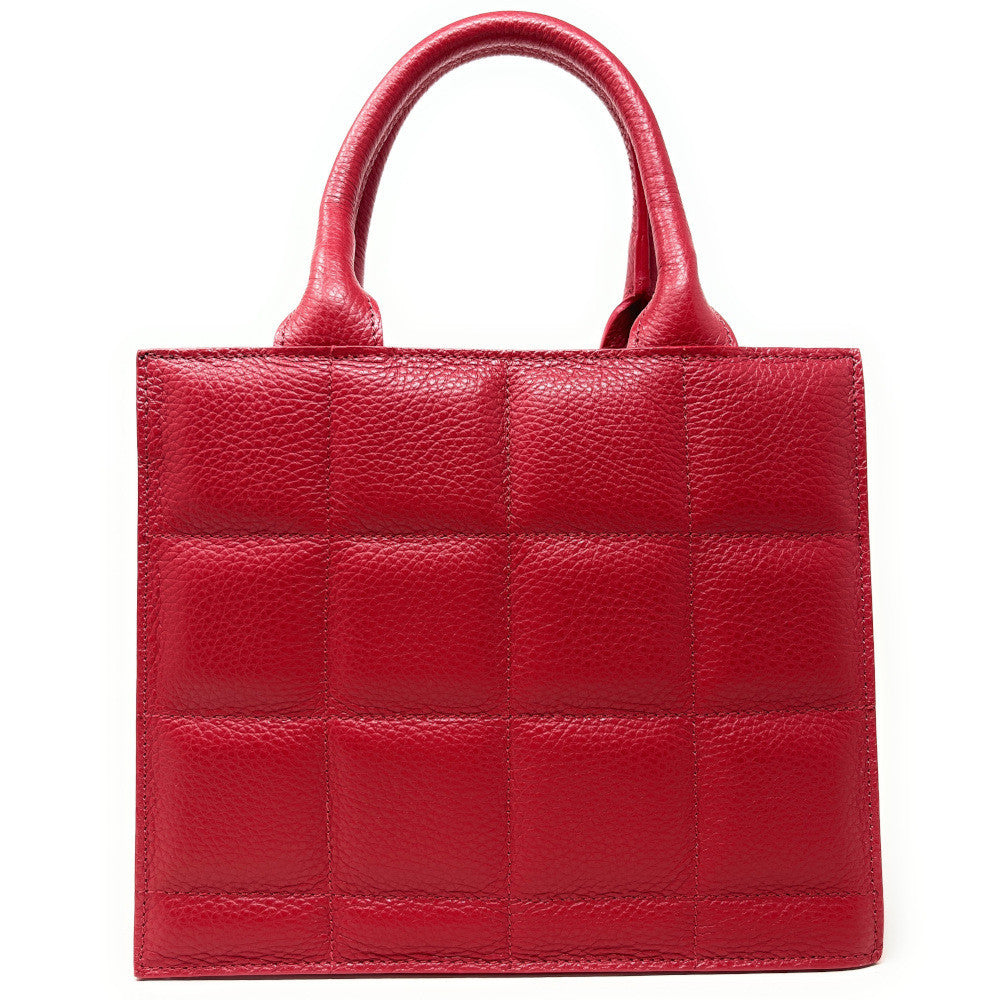 Sac à main tote book en cuir grainé matelassé RIVE GAUCHE Rouge garance