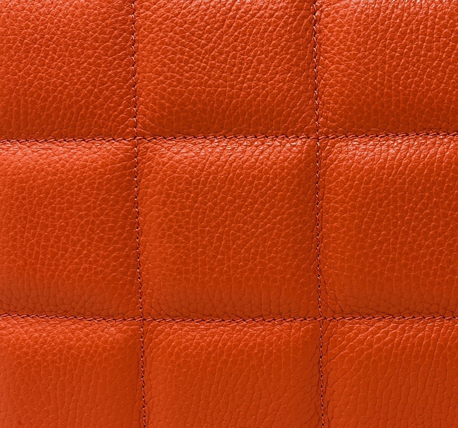 Sac à main tote book en cuir grainé matelassé RIVE GAUCHE Mandarine