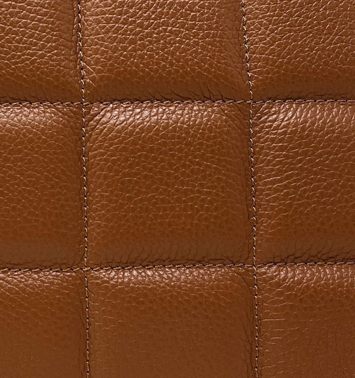 Sac à main tote book en cuir grainé matelassé RIVE GAUCHE Cognac