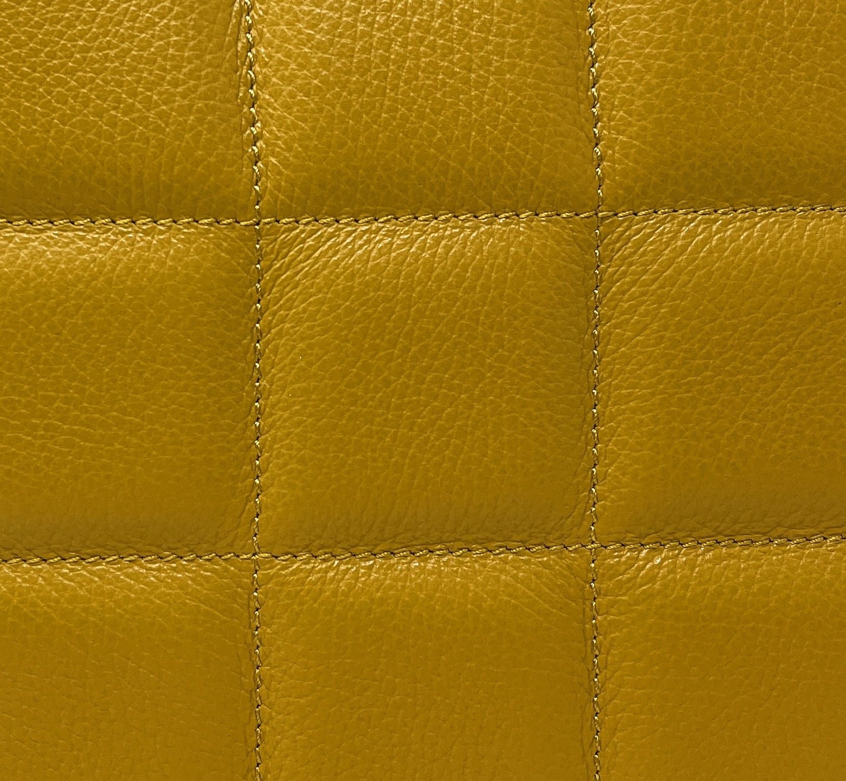 Sac à main tote book en cuir grainé matelassé RIVE GAUCHE Jaune Moutarde