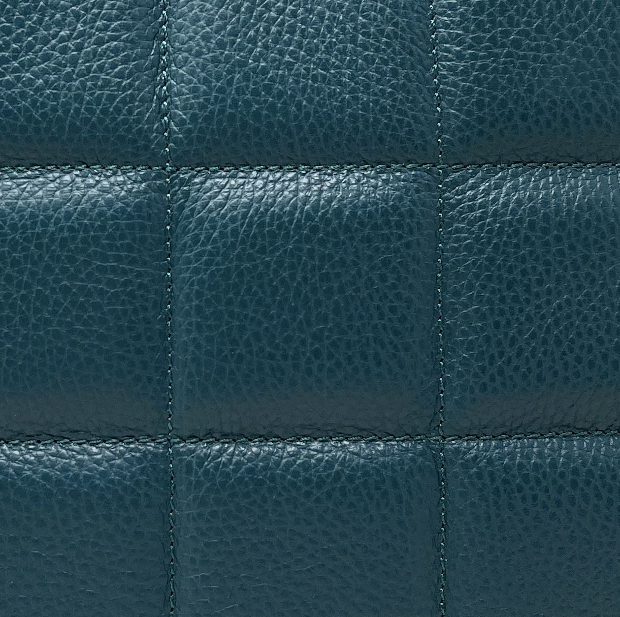 Sac à main tote book en cuir grainé matelassé RIVE GAUCHE Bleu vert canard