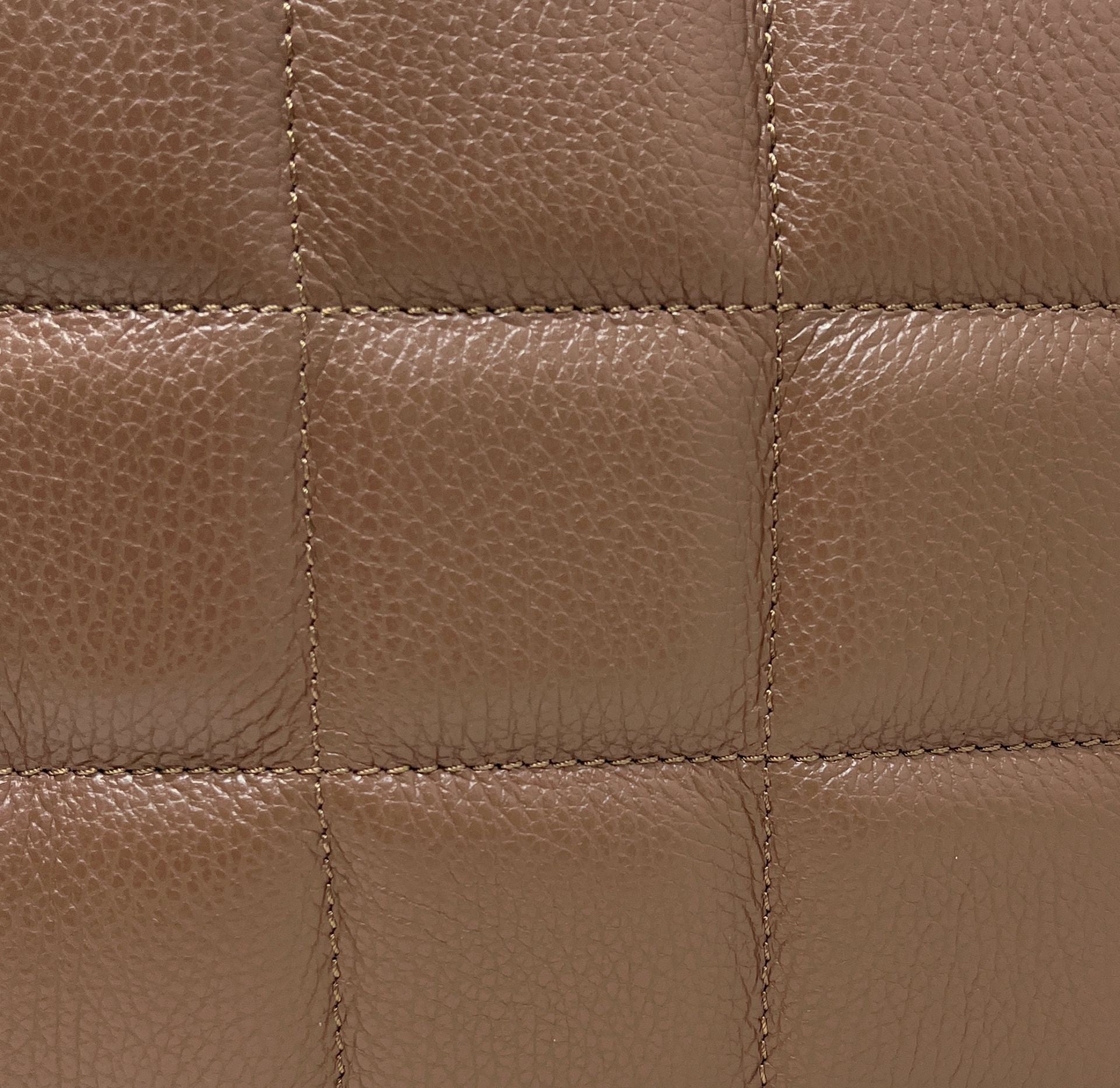 Sac à main tote book en cuir grainé matelassé RIVE GAUCHE Taupe foncé