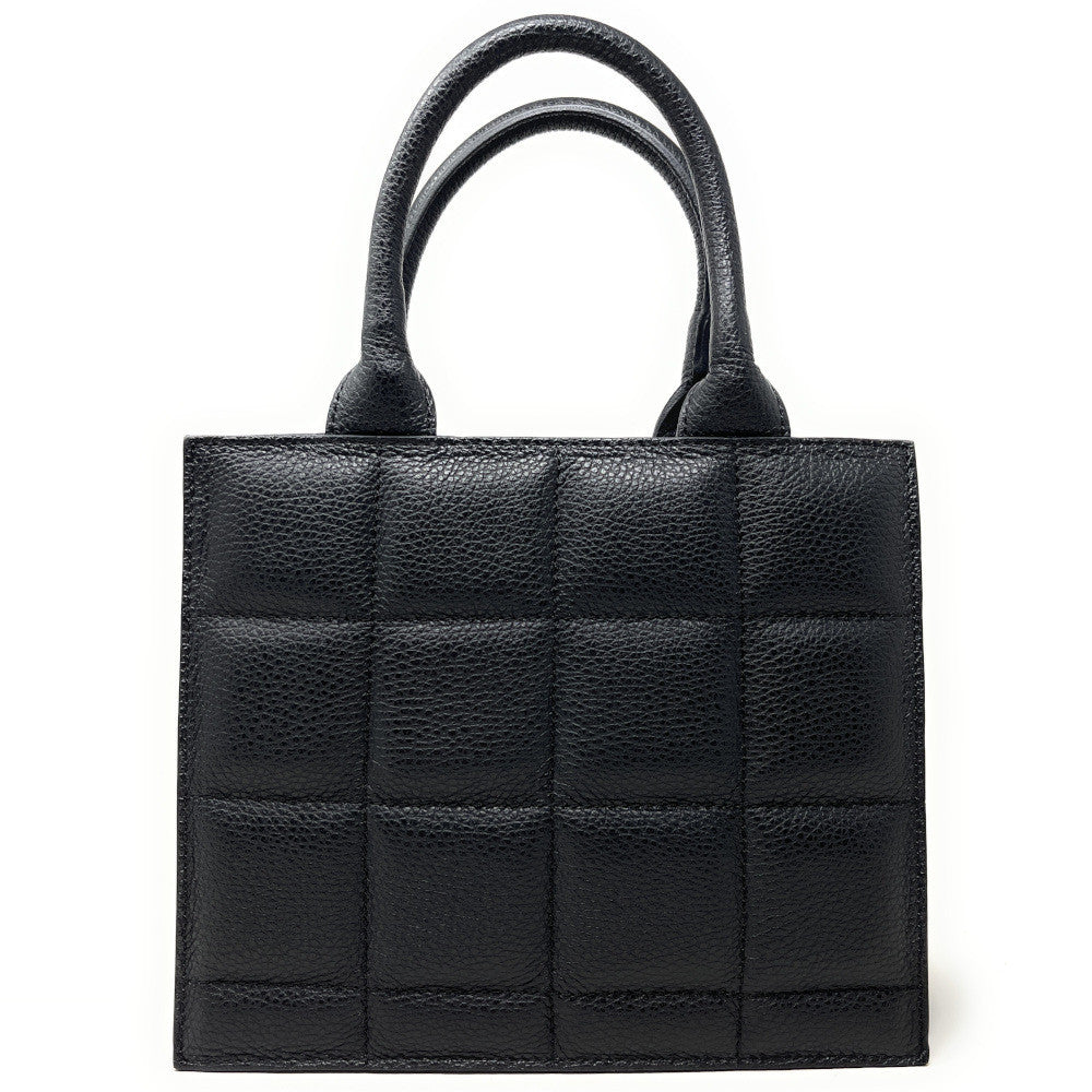 Sac à main tote book en cuir grainé matelassé RIVE GAUCHE Noir