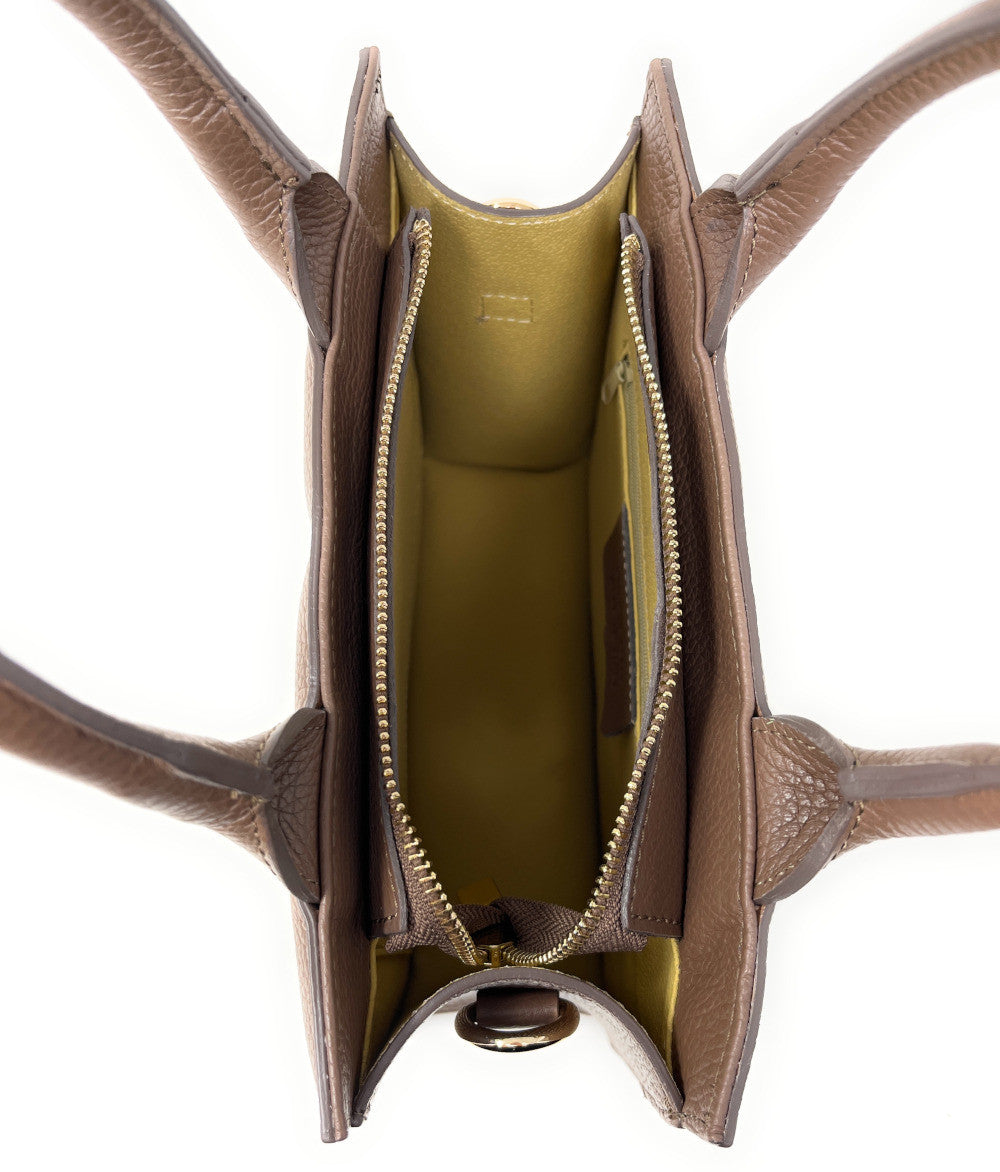 Sac à main tote book en cuir grainé matelassé RIVE GAUCHE Taupe foncé