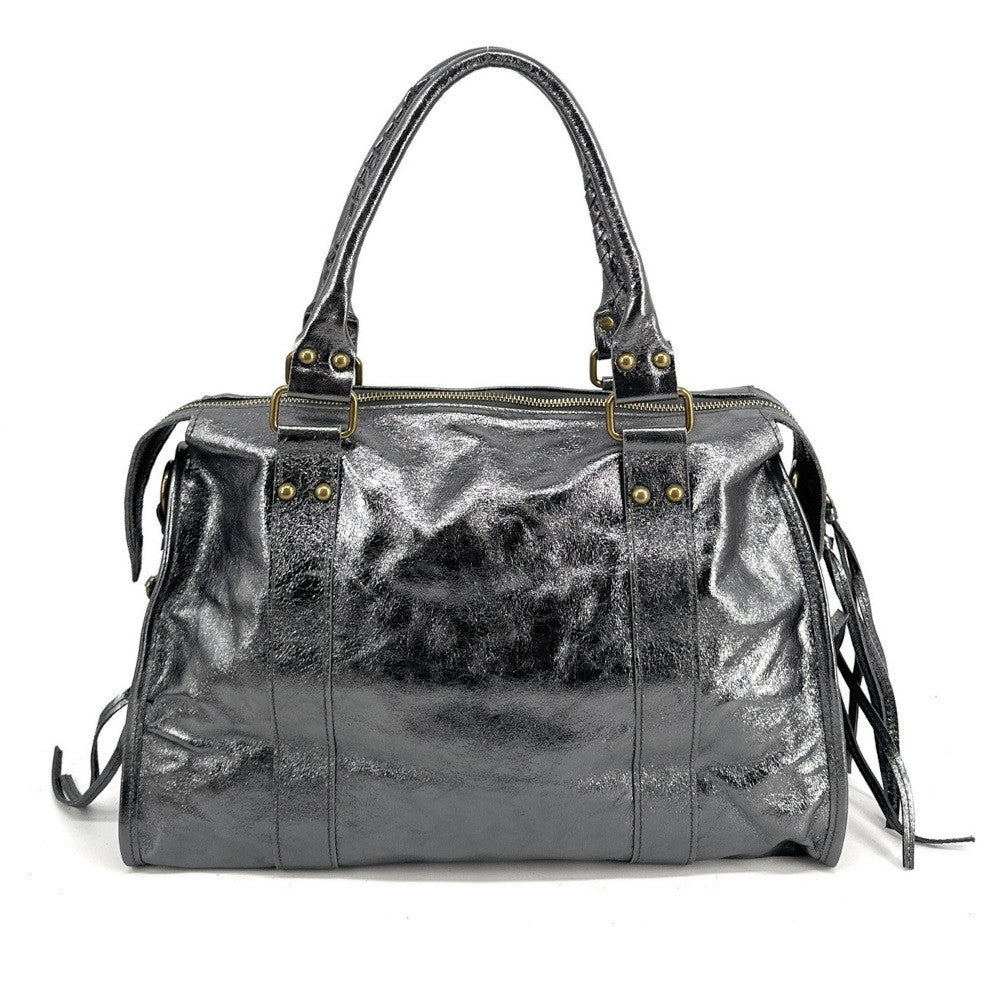 Sac à main et bandoulière SANDSTORM en cuir métallisé Argent foncé Argent foncé