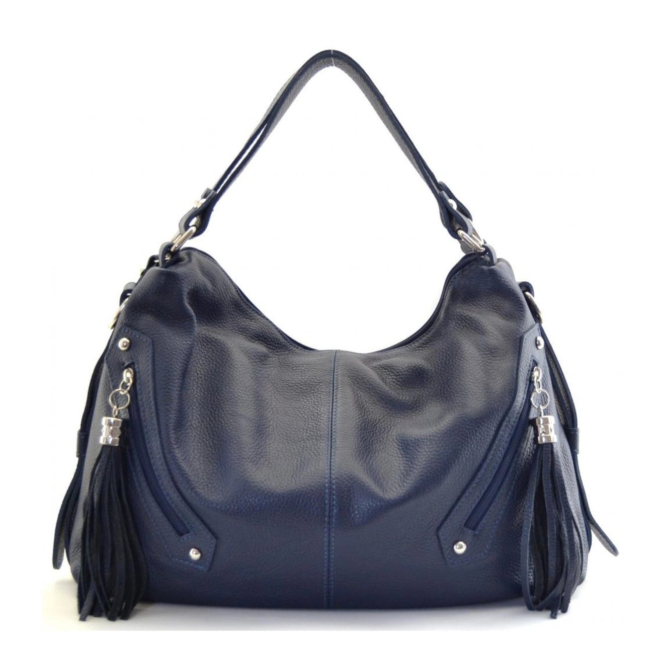 ARIZONA Navy Blue Grained Leather Handbag