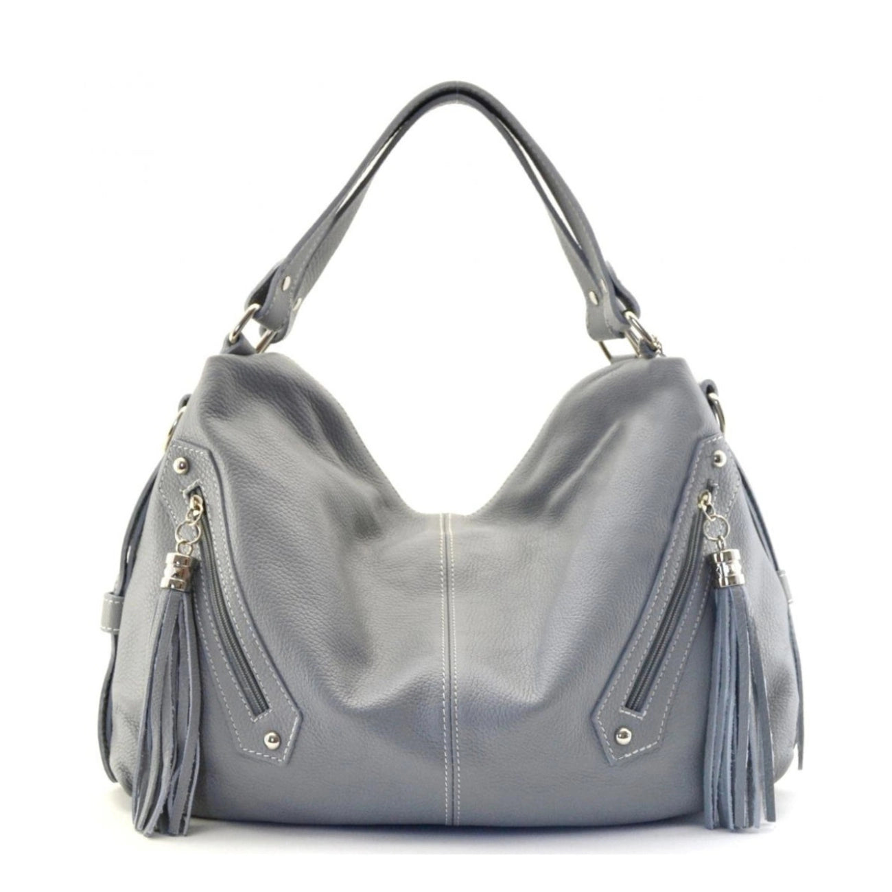 Sac à main en cuir grainé ARIZONA Gris clair