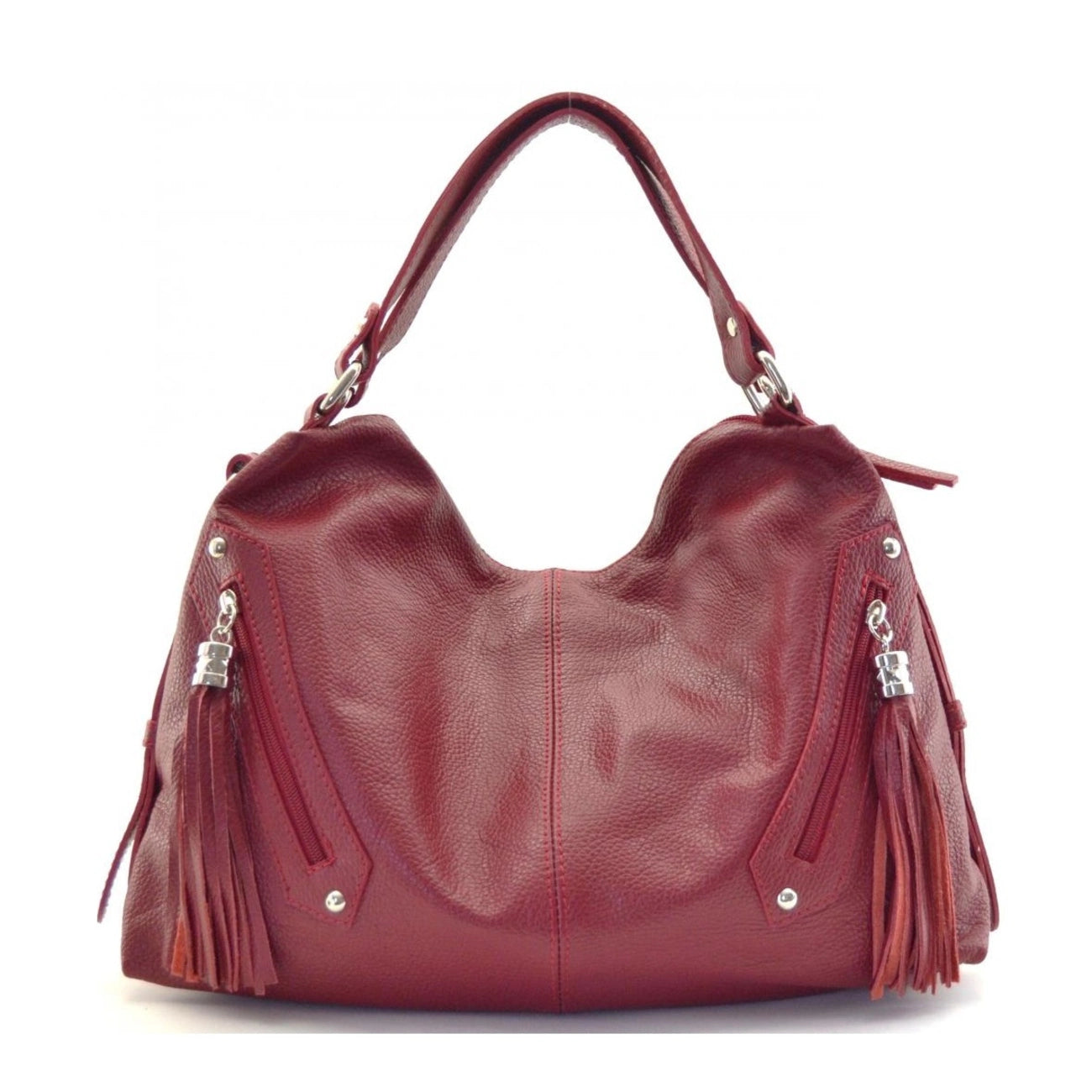ARIZONA Dark Red Grained Leather Handbag