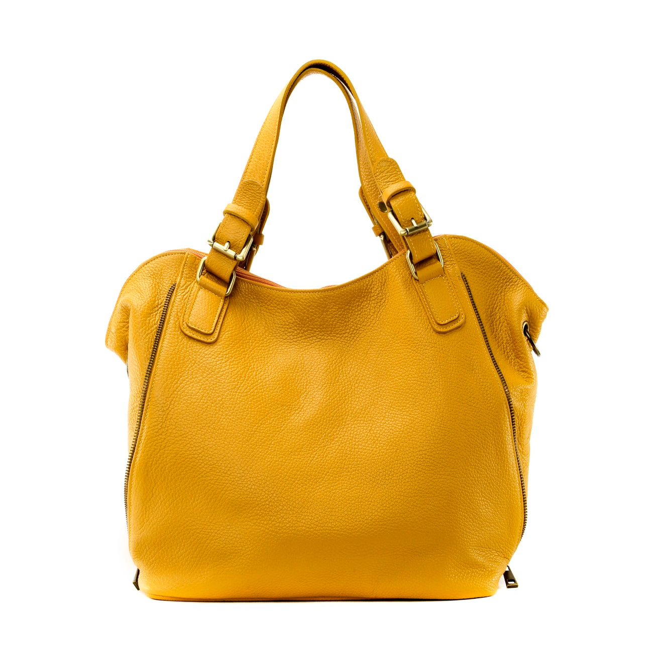 Bolso de hombro de cuero grano CAMELIA Amarillo de girasol