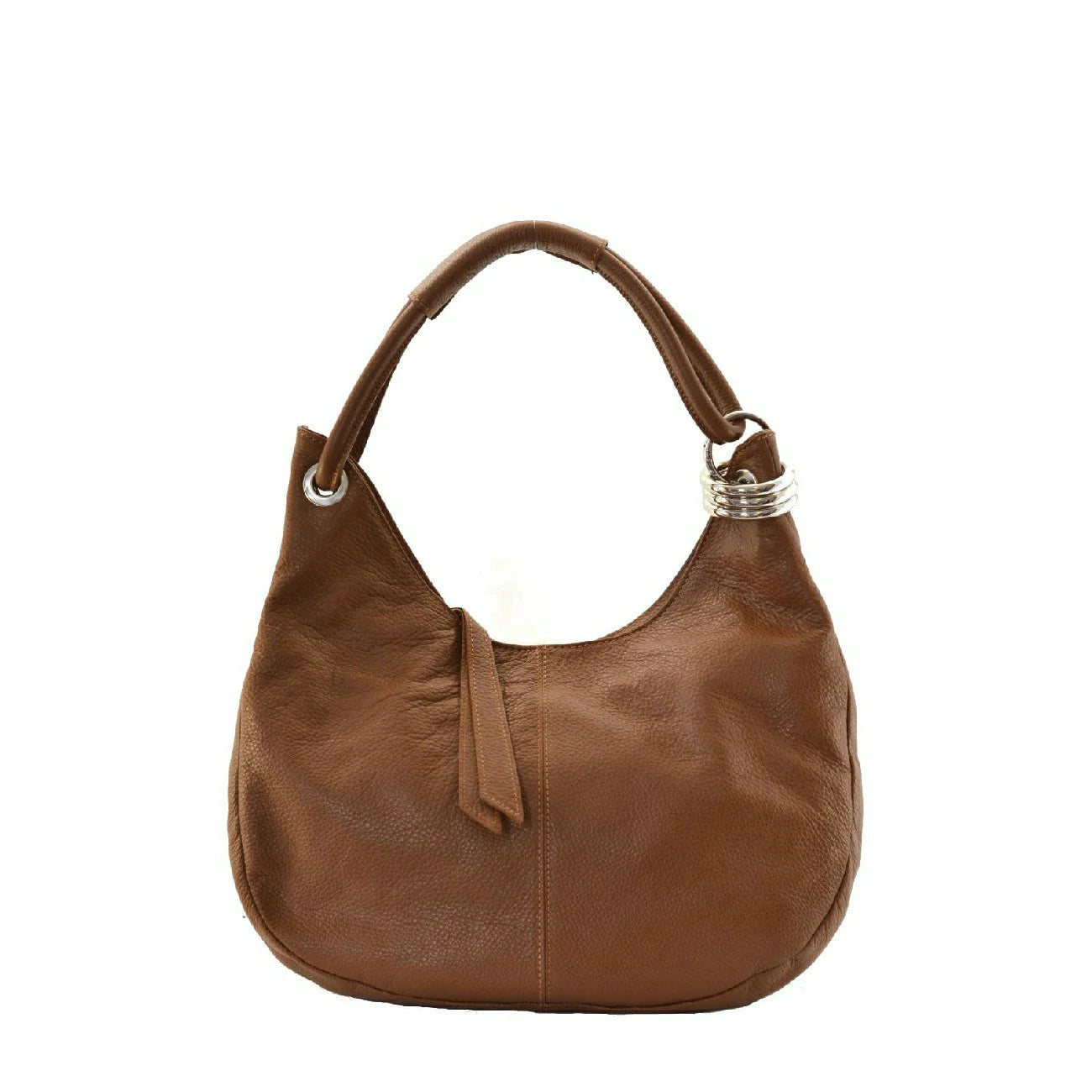 Bag main in grained leather SAMOA Dark camel
