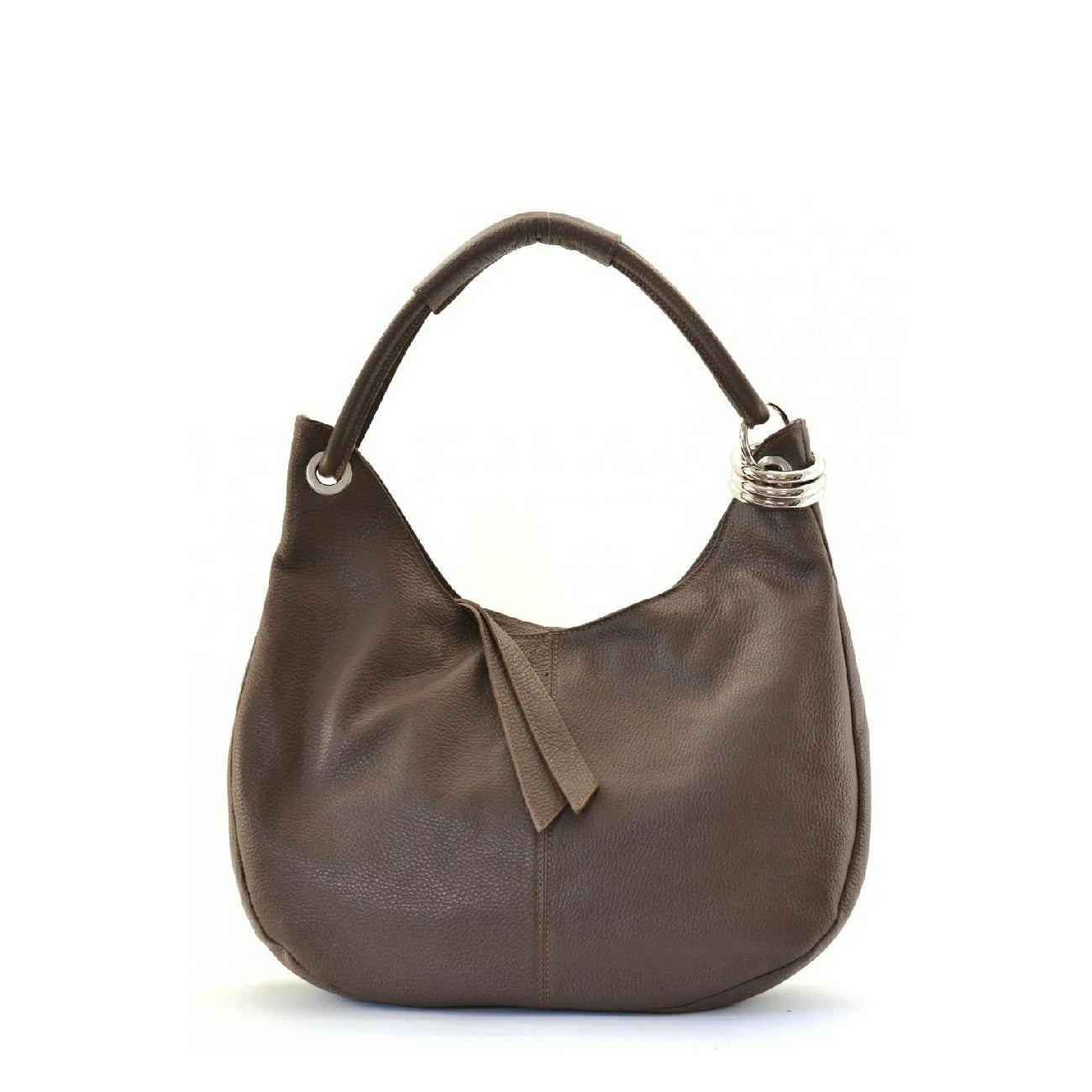 Bag main in grained leather SAMOA Dark mole
