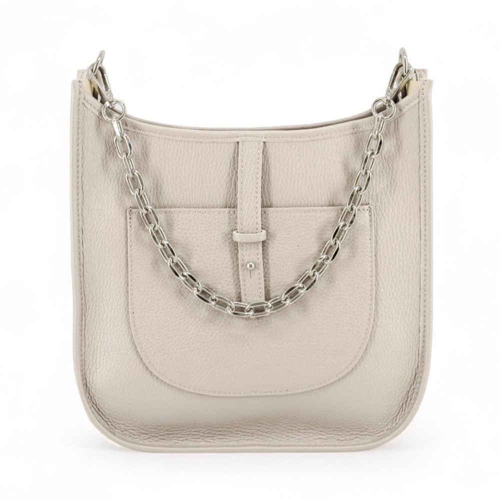 Sac à main hobo en cuir grainé CYBELE Beige crème