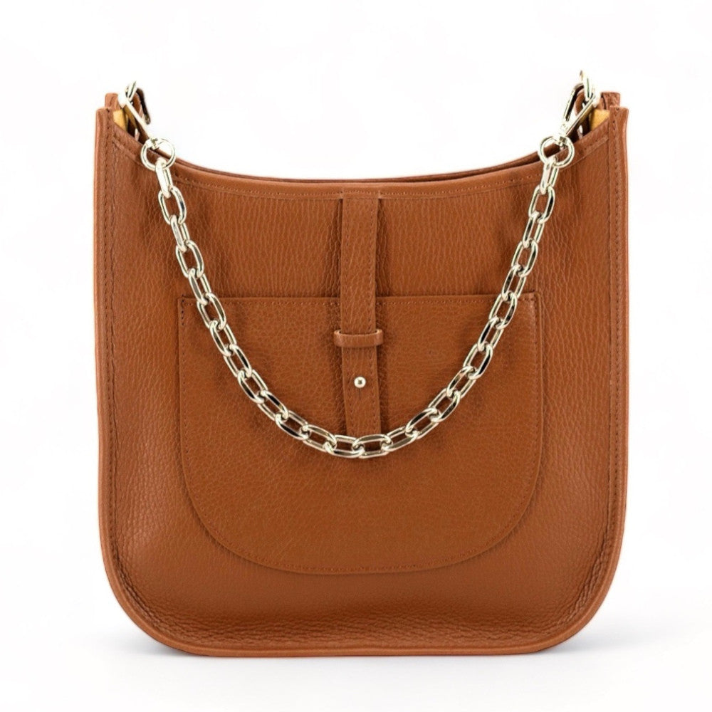 Sac à main hobo en cuir grainé CYBELE Camel foncé