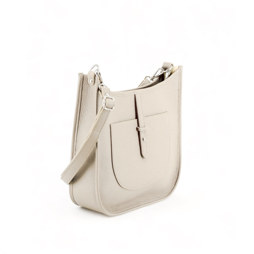Sac à main hobo en cuir grainé CYBELE Beige crème