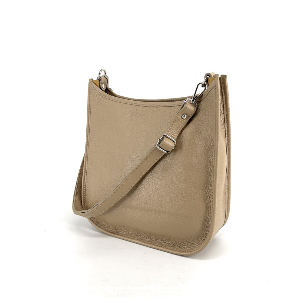 Sac à main hobo en cuir grainé CYBELE Taupe