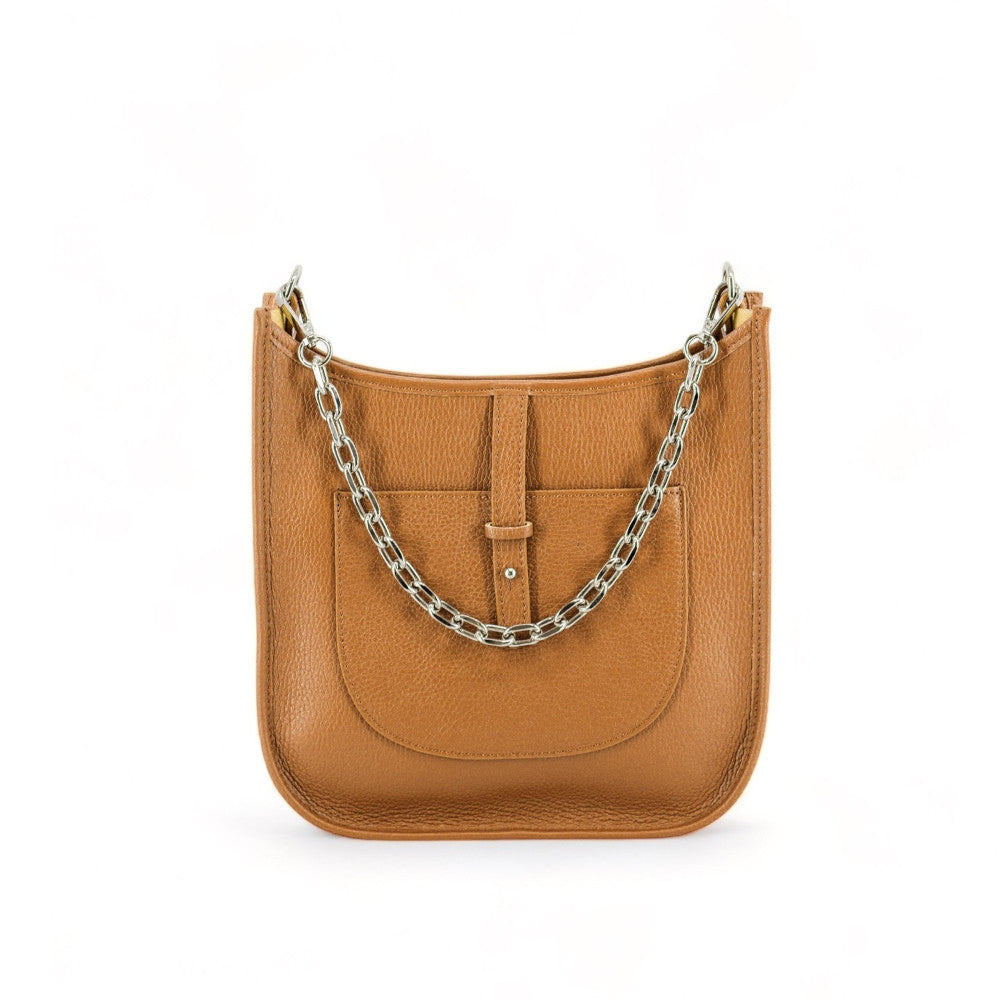Sac à main hobo en cuir grainé CYBELE Camel clair