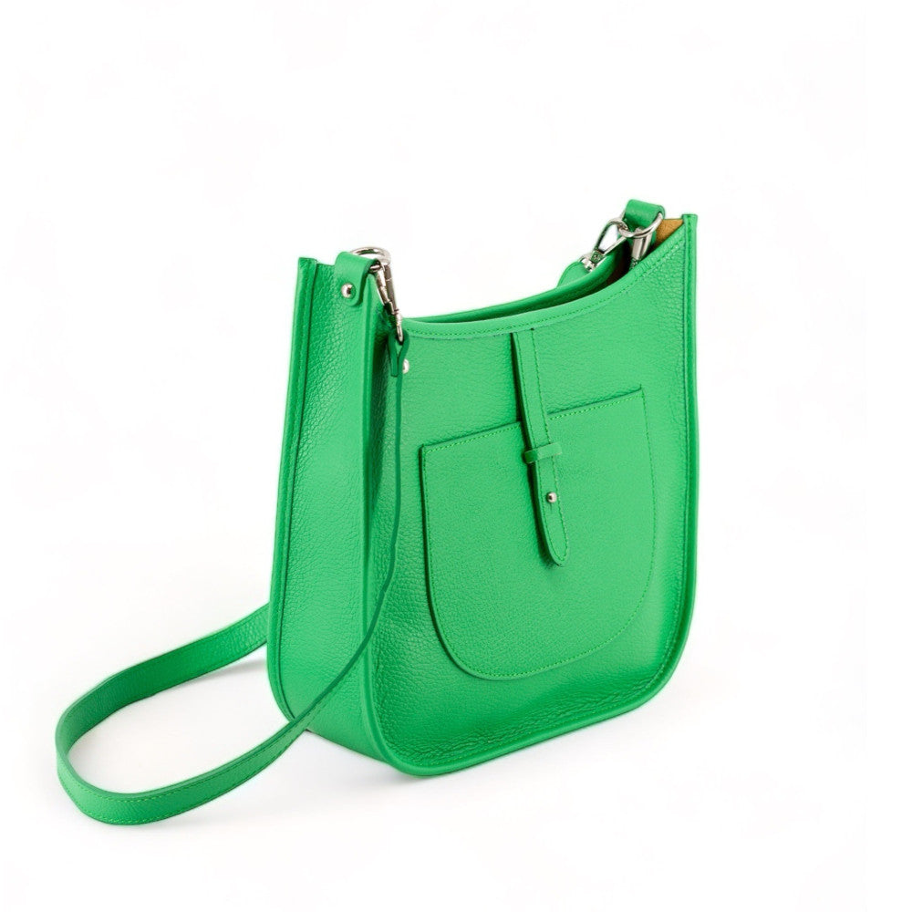 Sac à main hobo en cuir grainé CYBELE Vert anglais