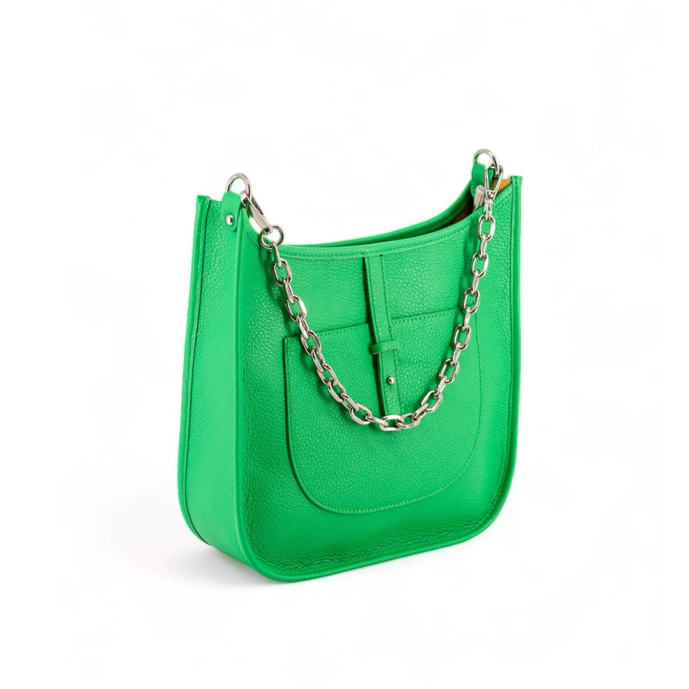 Sac à main hobo en cuir grainé CYBELE Vert anglais