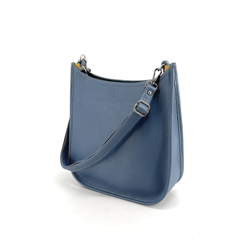 Sac à main hobo en cuir grainé CYBELE Bleu glacier
