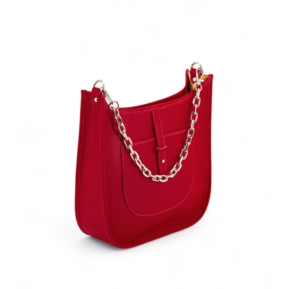 Sac à main hobo en cuir grainé CYBELE Rouge garance