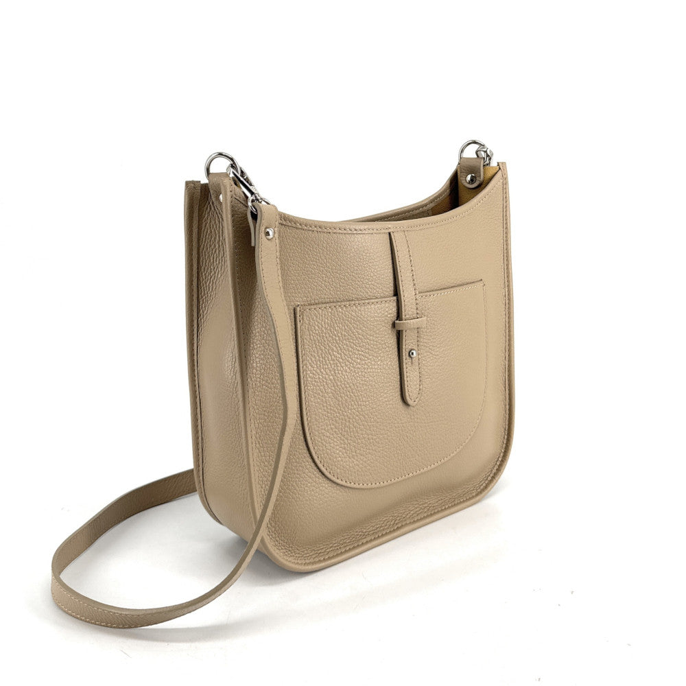 Sac à main hobo en cuir grainé CYBELE Taupe