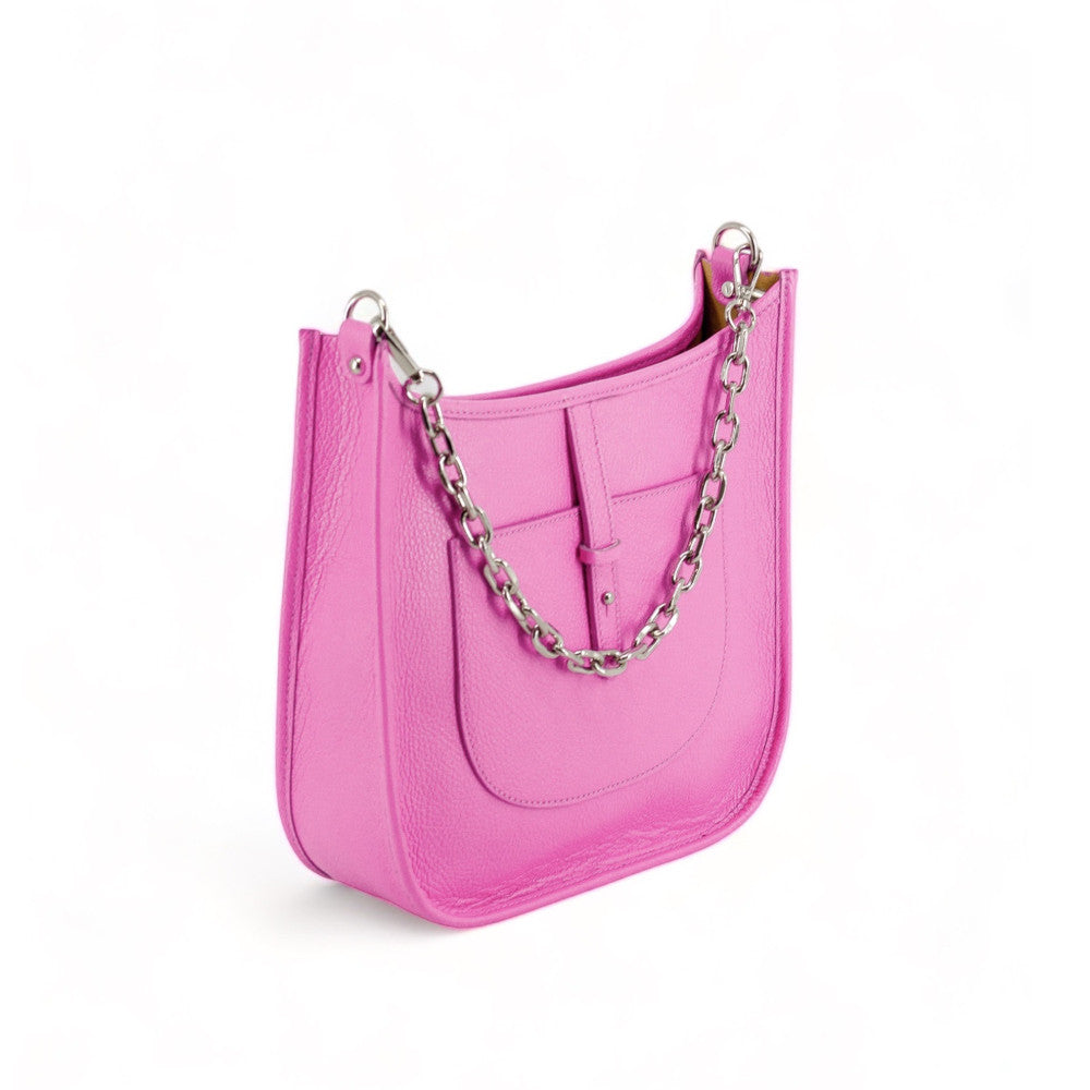 Sac à main hobo en cuir grainé CYBELE Rose bonbon