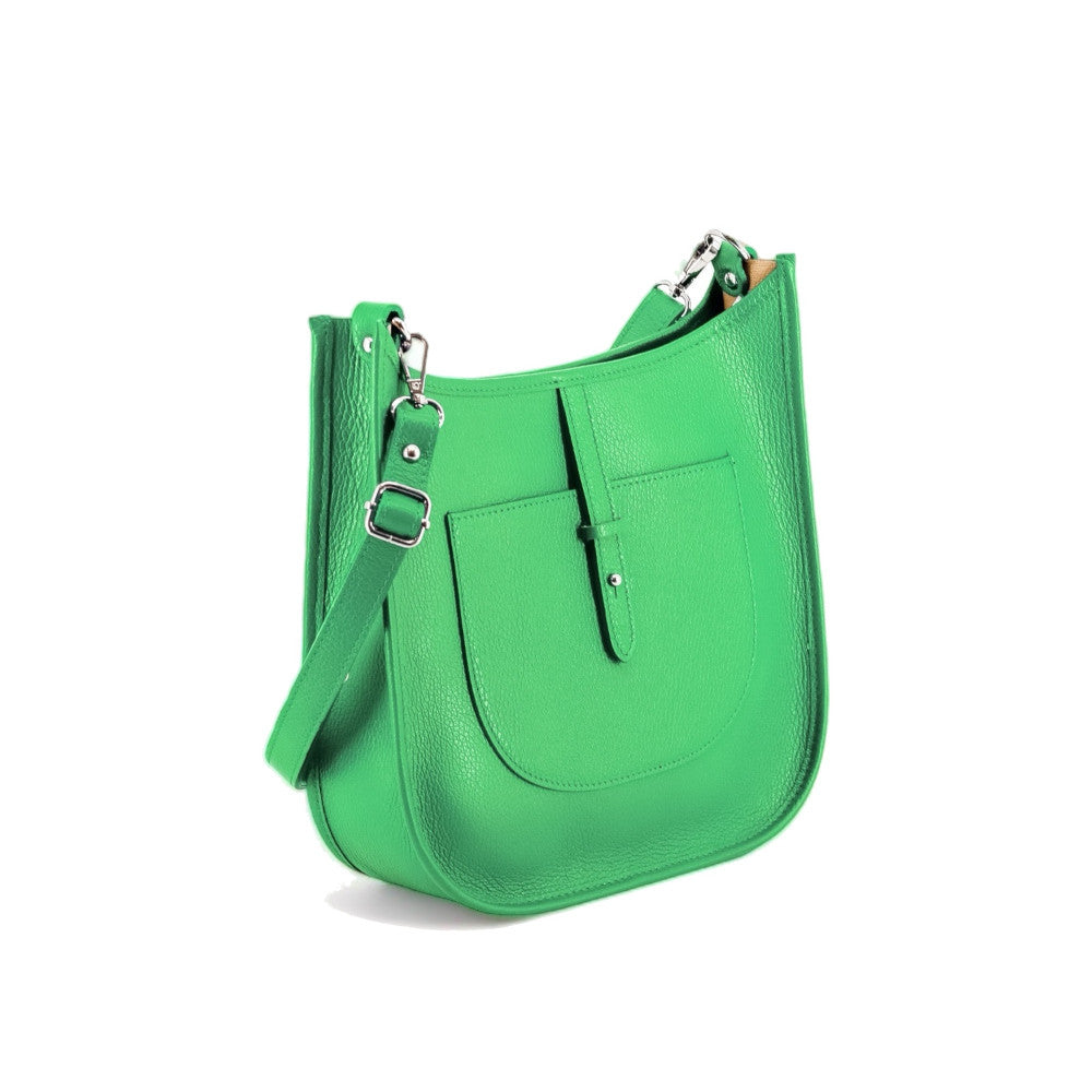 Sac à main hobo en cuir grainé CYBELE Vert anglais
