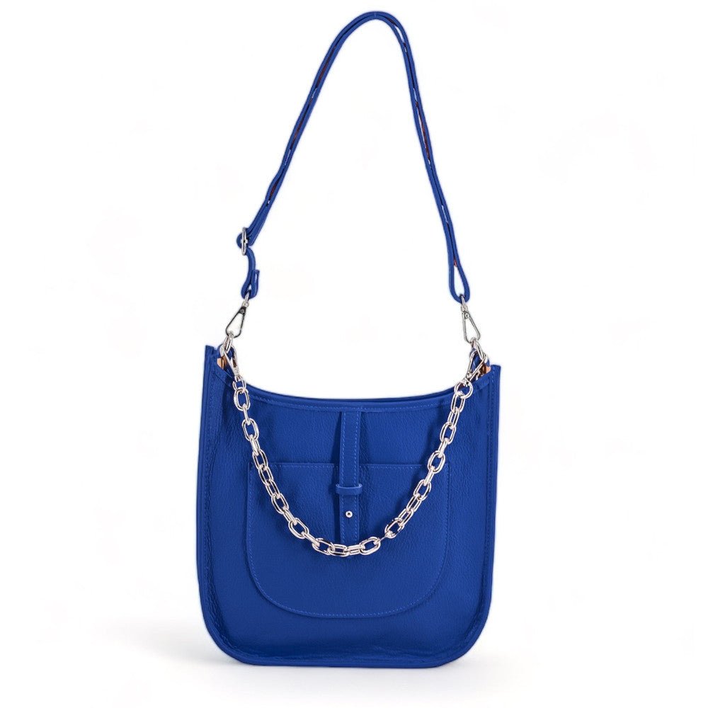 Sac à main hobo en cuir grainé CYBELE Bleu roi