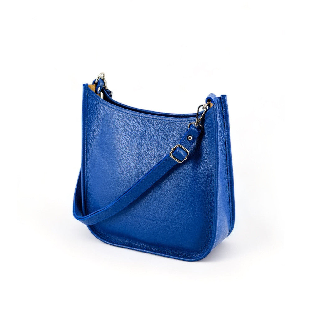 Sac à main hobo en cuir grainé CYBELE Bleu roi