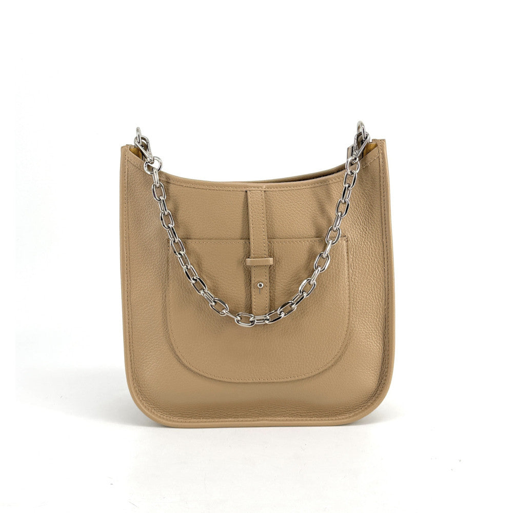 Sac à main hobo en cuir grainé CYBELE Taupe