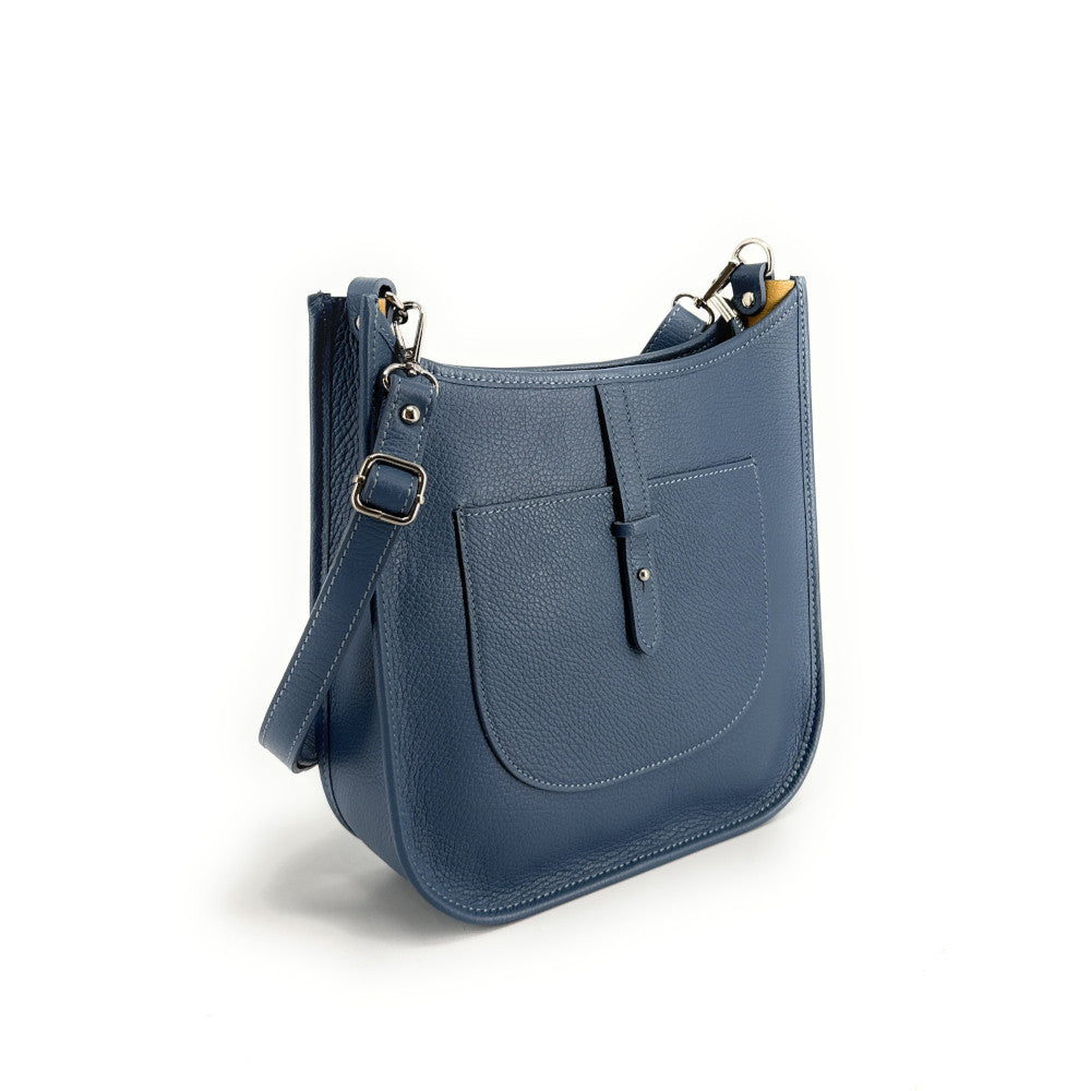 Sac à main hobo en cuir grainé CYBELE Bleu glacier