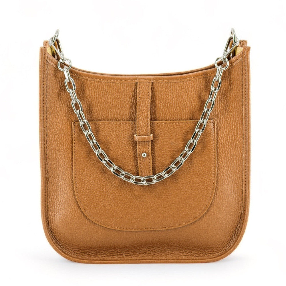Sac à main hobo en cuir grainé CYBELE Camel clair