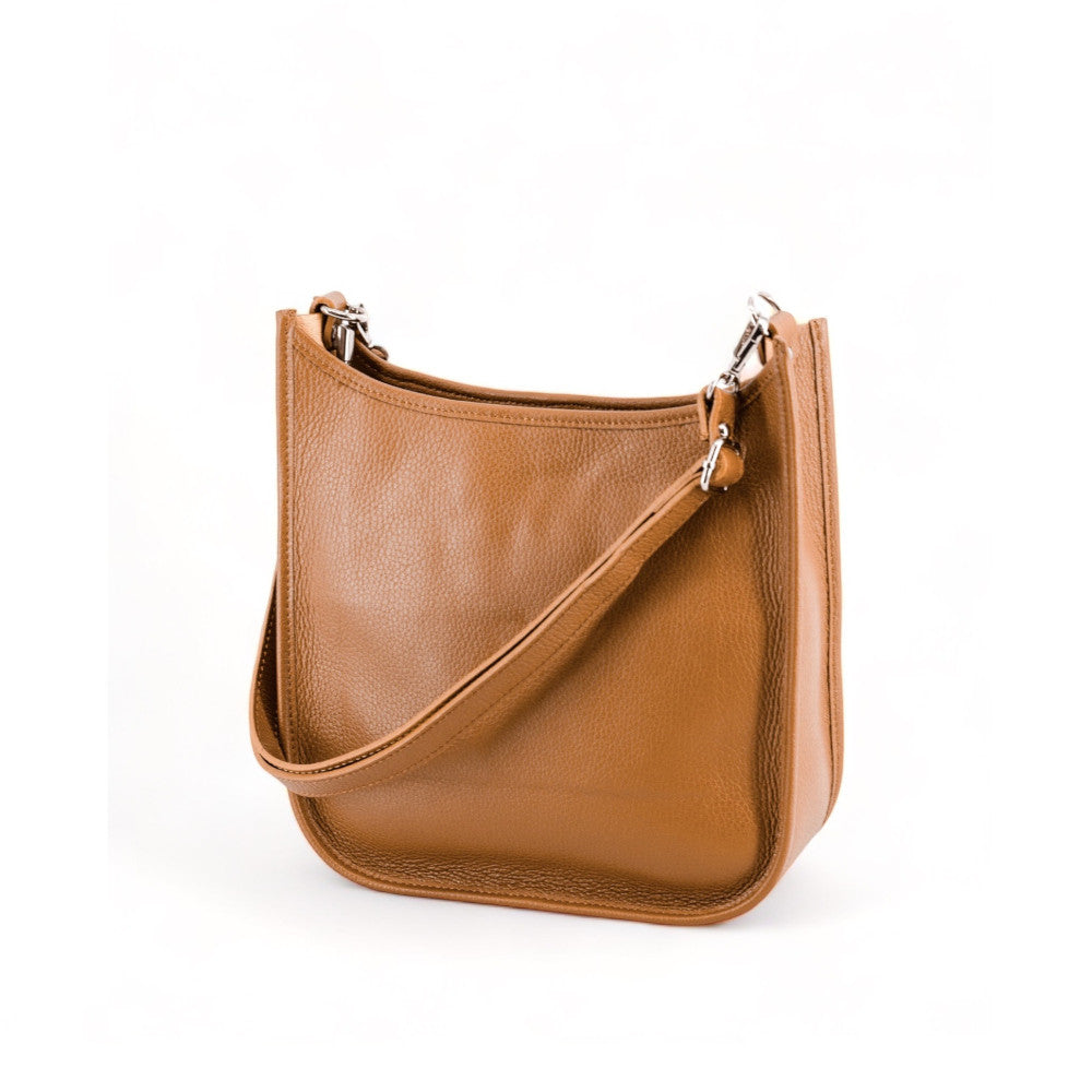 Sac à main hobo en cuir grainé CYBELE Camel clair